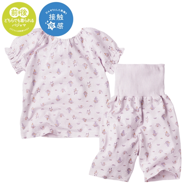 [キッズ]お着替え応援　半袖パジャマ　かぶり　アイス パープル 100cm