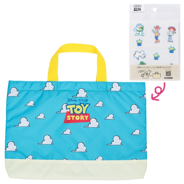 トイストーリーシールデコレッスンバッグ ブルー F