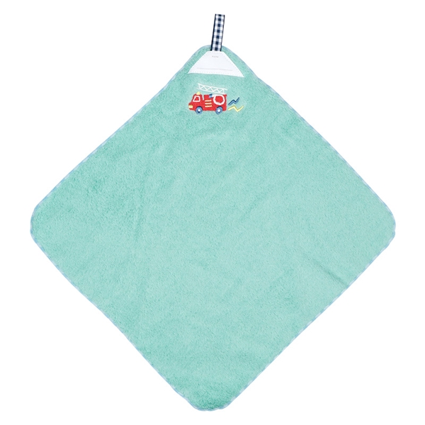 無撚糸ループタオル　消防車 グリーン