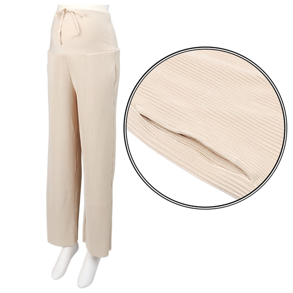セルフチョキチョキ細プリーツパンツ　ベージュ ベージュ L