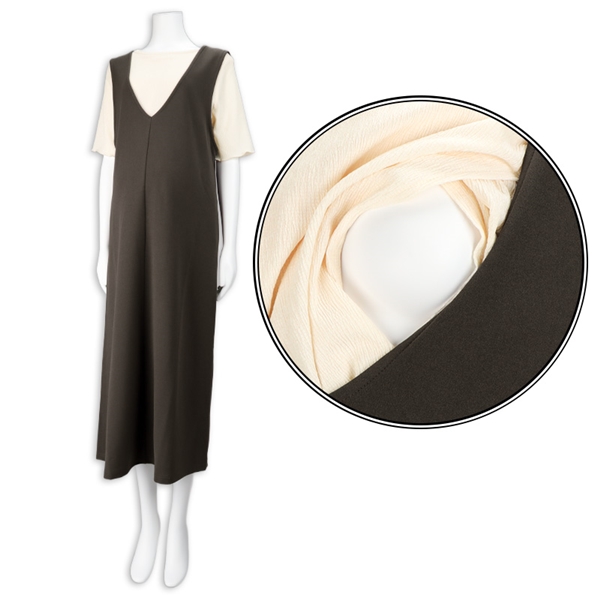 [授乳口付き]半袖授乳トップス付きジャンスカ　チャコールグレー チャコールグレー M