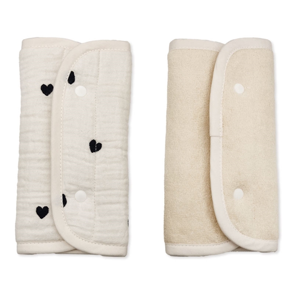 [リバーシブル]だっこひもベルトカバー ガーゼ ハート刺繍 アイボリー Ｆ