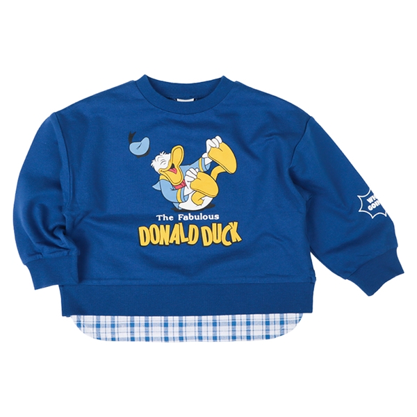[キッズ]長袖トレーナー　レイヤード風　ドナルド　ブルー ブルー 100cm
