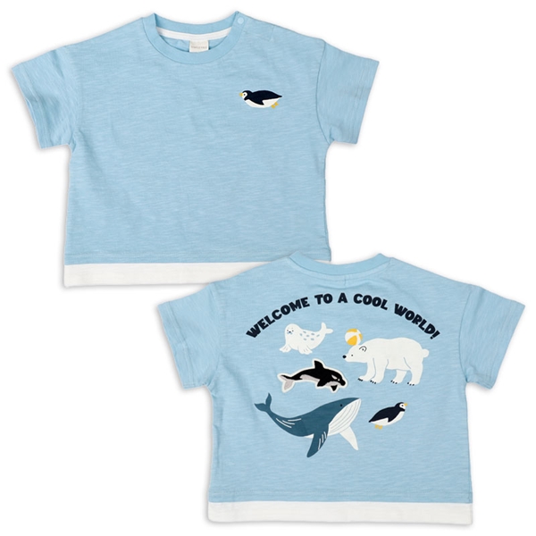 [ベビー]半袖　Ｔシャツ　バックプリント　サックス サックス 70cm