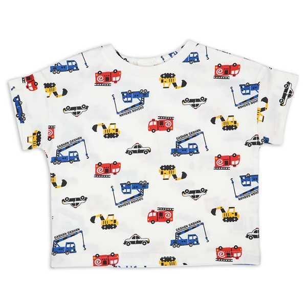 [ベビー]半袖　Ｔシャツ　総柄　ブルー ブルー 70cm