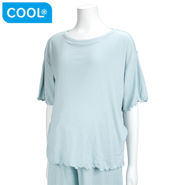 [授乳口付き]授乳がしやすい半袖Tシャツ　サックス サックス L