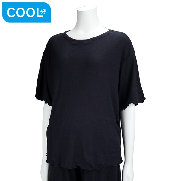 [授乳口付き]授乳がしやすい半袖Tシャツ　ネイビー ネイビー L