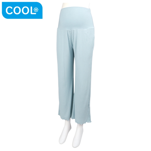 お腹をやさしく覆う 腹巻付きロングパンツ サックス サックス L