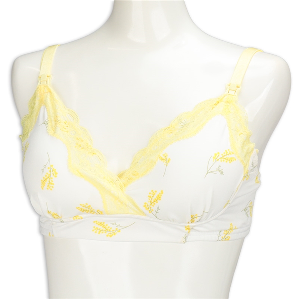 ナチュラルフィットブラ　花柄　イエロー イエロー M