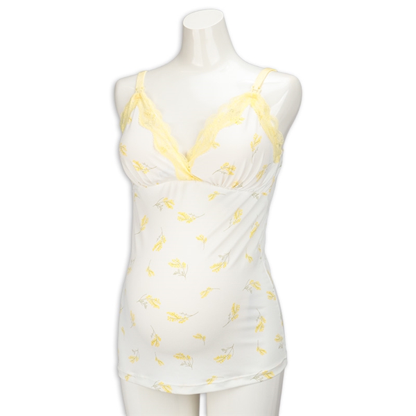 カップ付キャミソール　花柄　イエロー イエロー M~L