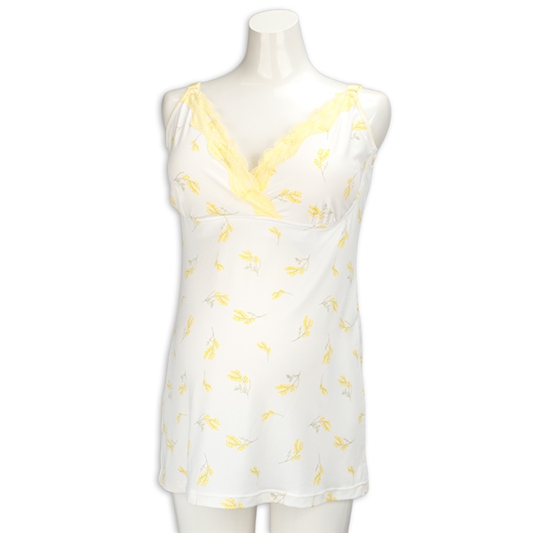 [LL～3Lサイズ]カップ付キャミソール　大きいサイズ　花柄　イエロー イエロー LL~3L