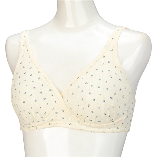 ノンワイヤーブラ　小花柄　アイボリー アイボリー M