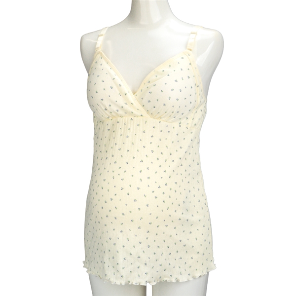 カップ付きキャミソール　小花柄　アイボリー アイボリー M