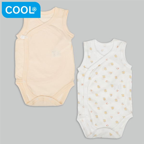 メッシュロンパース２枚組　スナップ袖なし　イエロー イエロー 50~60cm