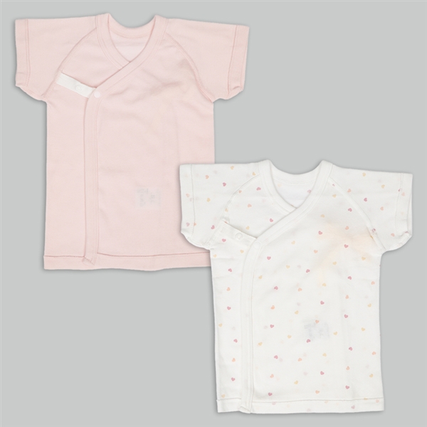 短肌着２枚組スナップ半袖　ピンク ピンク 50cm