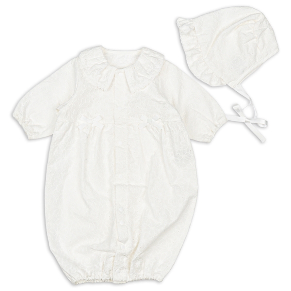 セレモニードレスオール　２点セット　レース オフホワイト 50~60cm