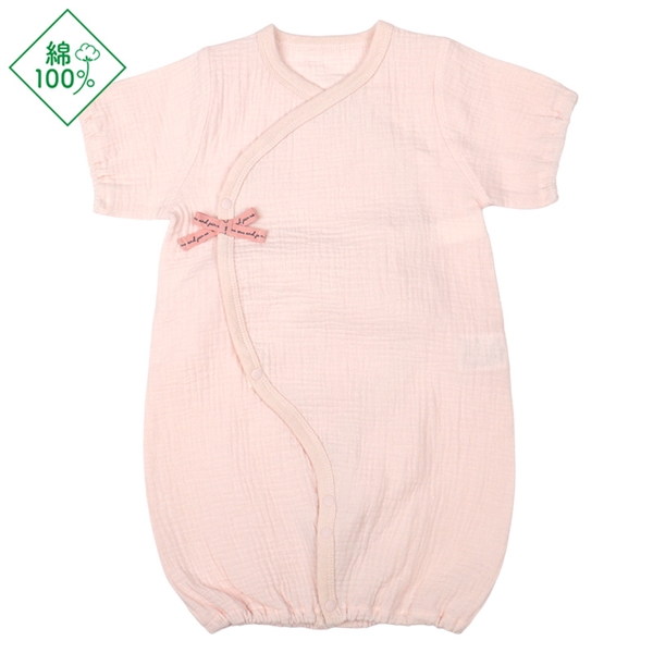 半袖ドレスオール　モスリンガーゼ　ピンク ピンク 50~70cm