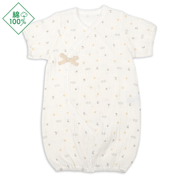 半袖ドレスオール　モスリンガーゼ　クリーム クリーム 50~70cm