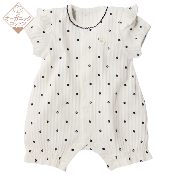 オーガニックコットン 半袖 プレオール 花 アイボリー アイボリー 70cm