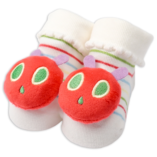 ぬいぐるみ付きソックス　はらぺこあおむし オフホワイト 7~9cm