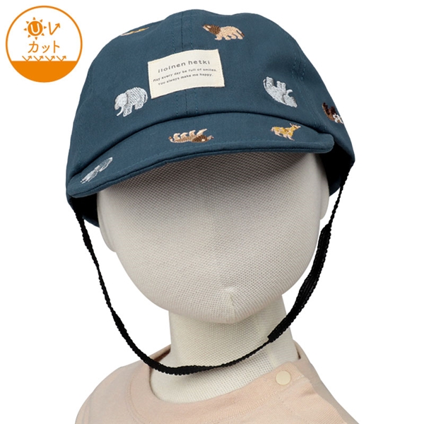 [48~54cm]キャップ　総柄刺繍　ネイビー ネイビー 48~50cm