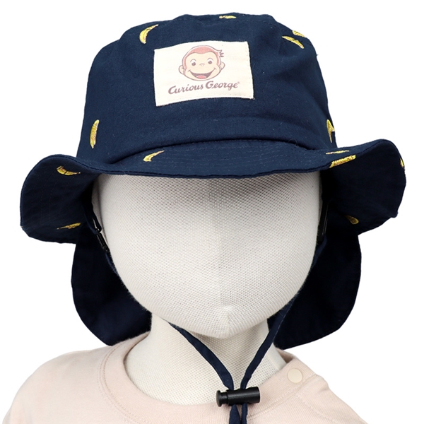[48～52cm]日よけ付き帽子　おさるのジョージ　ネイビー ネイビー 48cm