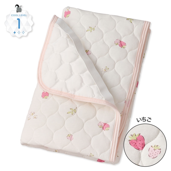 [ミニサイズ]ひんやり敷きパッド 綿冷感 いちご アイボリー ミニ