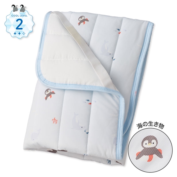 [レギュラーサイズ]ひんやり敷きパッド 強冷感 海の生き物 サックス レギュラー