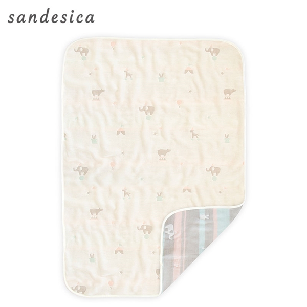 オーガニックコットン 6重ガーゼケット サーカスグレー アイボリー