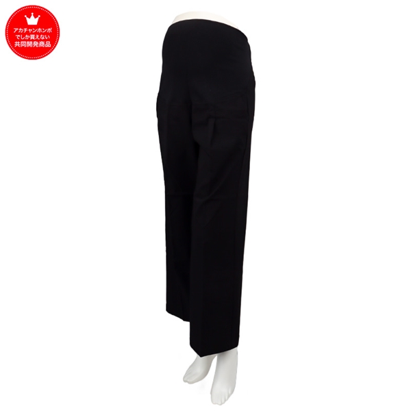 おなかｈｕｇパンツ（ワイドシルエット）　ブラック ブラック L
