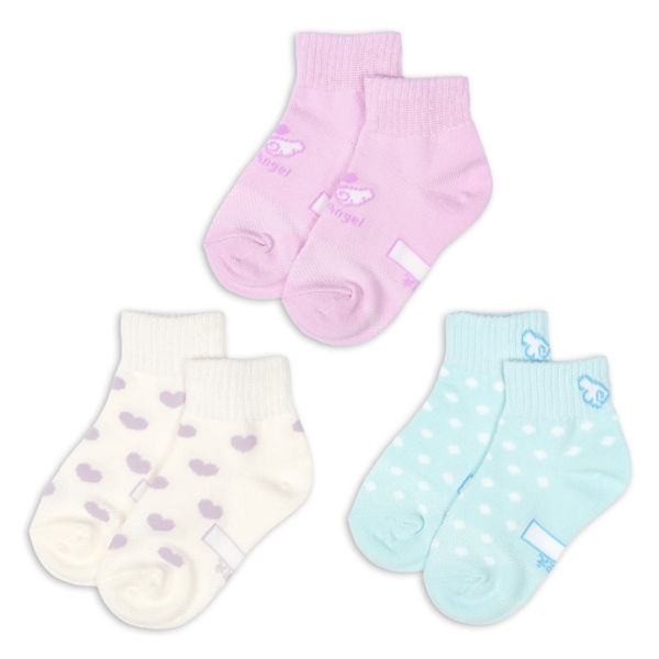 [キッズ]ショートソックス3足組　エンジェル ピンク 13~18cm