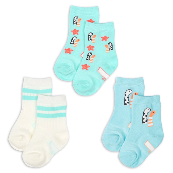 [ベビー]クルーソックス3足組　ちんあなご サックス 9~14cm