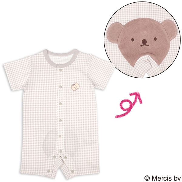 半袖プレオール　おしりボリス　ギンガム グレー 60cm