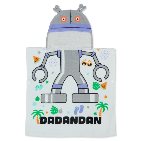 フード付きタオルポンチョ だだんだん グレー グレー