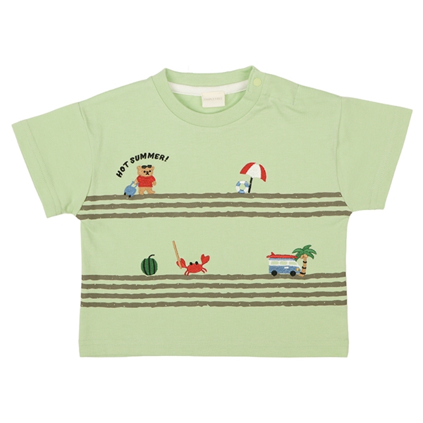 [ベビー]半袖Ｔシャツ　部分刺しゅう　グリーン グリーン 70cm