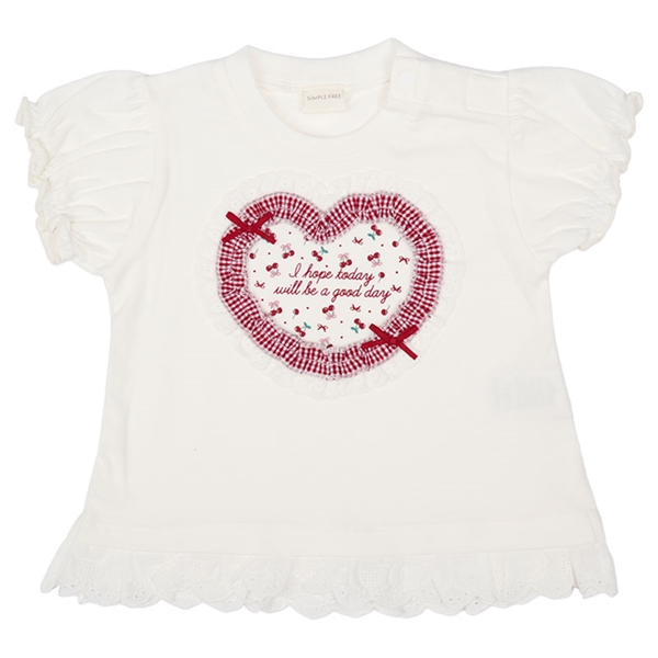 [ベビー]半袖Ｔシャツ　胸モチーフ　オフホワイト オフホワイト 70cm