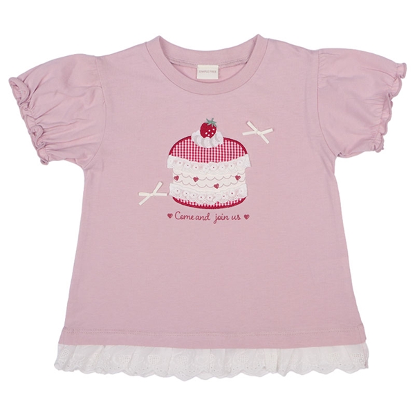 [キッズ]半袖Ｔシャツ　胸モチーフ　ピンク ピンク 100cm