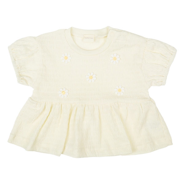 [ベビー]半袖Ｔシャツ　花モチーフ　オフホワイト オフホワイト 80cm
