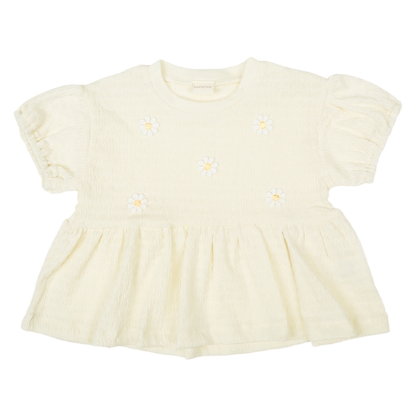 [キッズ]半袖Ｔシャツ　花モチーフ　オフホワイト オフホワイト 100cm