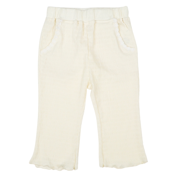 [キッズ]７分丈パンツ　花モチーフ　ジャガード　オフホワイト オフホワイト 100cm