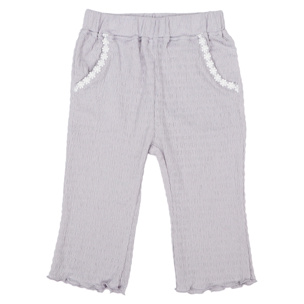 [キッズ]７分丈パンツ　花モチーフ　ジャガード　グレー グレー 100cm