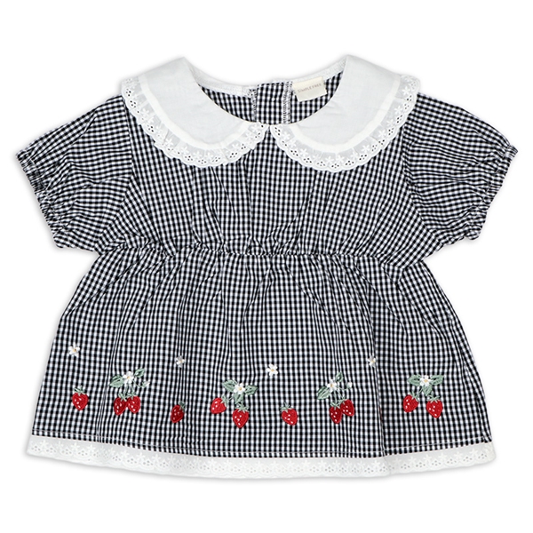 [ベビー]半袖ブラウス　チェック　ブラック ブラック 80cm