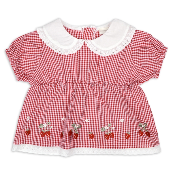 [ベビー]半袖ブラウス　チェック　レッド レッド 80cm