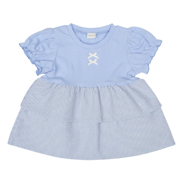 [キッズ]半袖チュニックティアード　サックス サックス 100cm