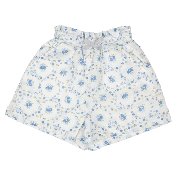 [キッズ]ショートパンツ　花柄 ブルー ブルー 100cm