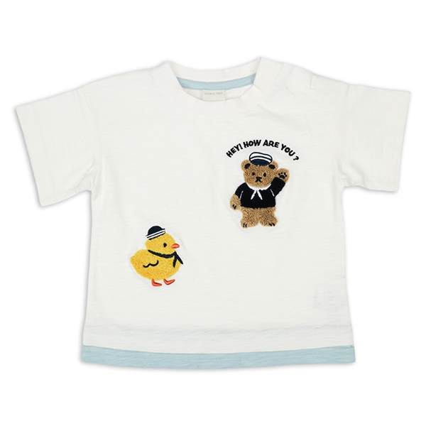 [ベビー]半袖Tシャツ　サガラ刺繍　アイボリー アイボリー 80cm