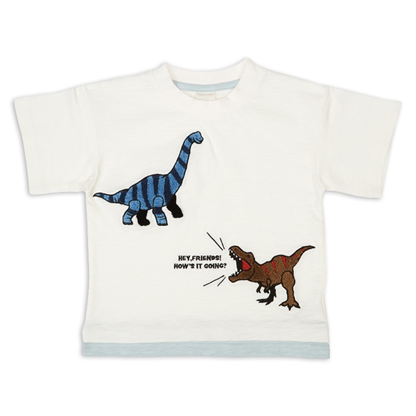 [キッズ]半袖Tシャツ　サガラ刺繍　アイボリー アイボリー 100cm