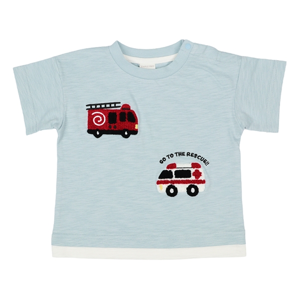 [ベビー]半袖Tシャツ　サガラ刺繍　サックス サックス 80cm