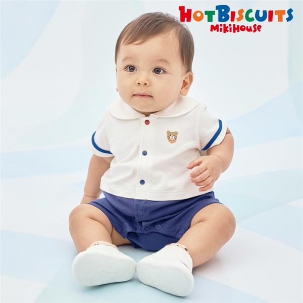 [ベビー] ショートオール ホワイト[ミキハウス　ホットビスケッツ] ホワイト 70cm