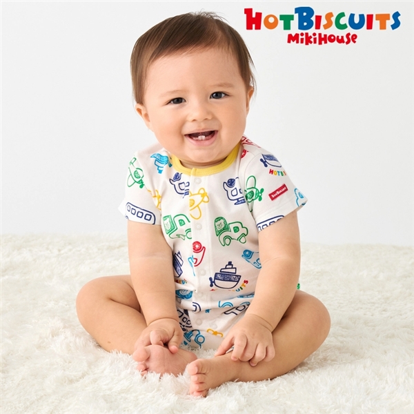 [ベビー] ショートオール ホワイト[ミキハウス　ホットビスケッツ] ホワイト 70cm